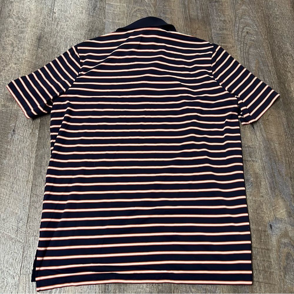 RLX Ralph Lauren Polo Shirt Mens Large Blue Orange Striped Golf Performance - Picture 9 of 9
